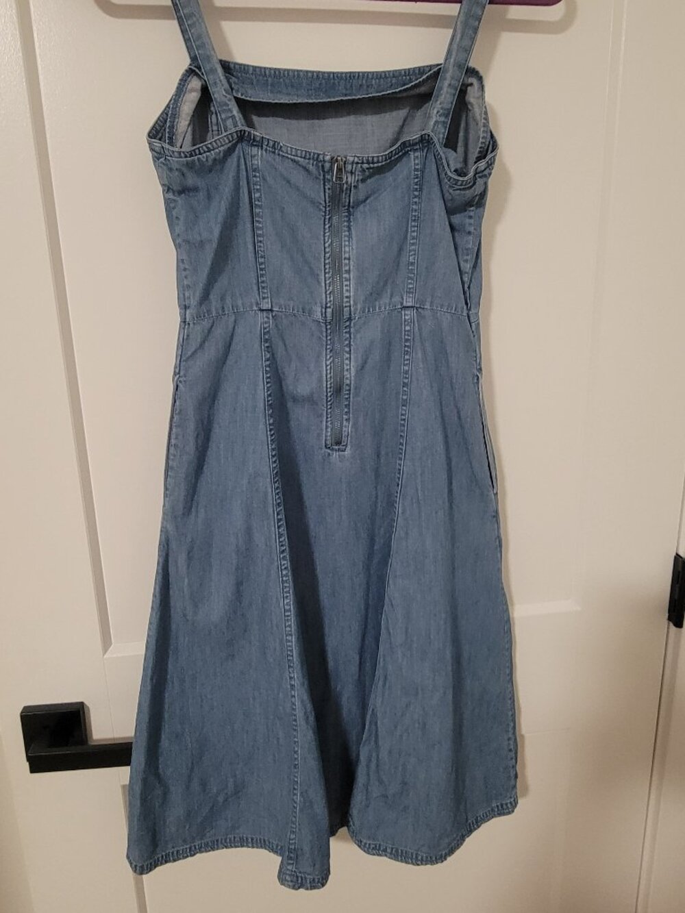 GAP Denim Apron Neck A-Line Mini Dress - Medium Indigo - Size 2 - Picture 4 of 8